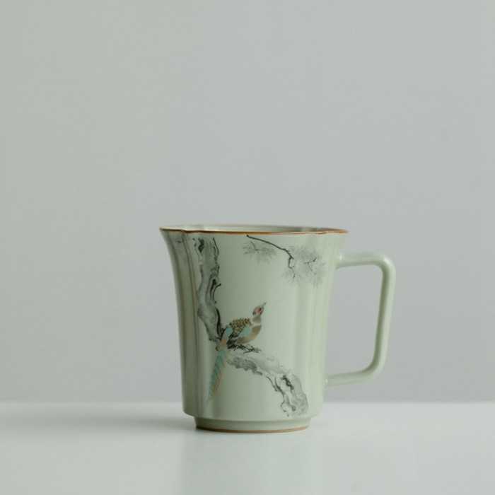 Ru Kiln–Inspired Ceramic Retro Coffee Cup (290 ml)