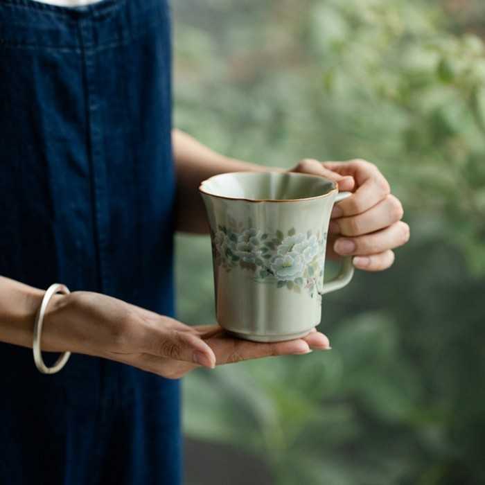 Ru Kiln–Inspired Ceramic Retro Coffee Cup (290 ml)