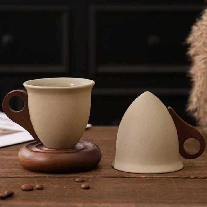 Vintage Chinese–Style Handmade Funnel Coffee Cup 250ml