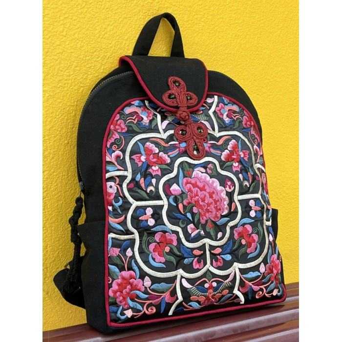 Peony - Handcrafted Vintage Ethnic Backpack Floral Embroidered Bag
