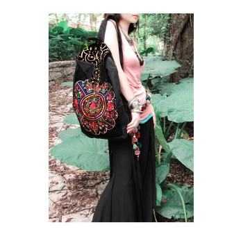 Mooras Handcrafted Vintage Ethnic Backpack Vine Embroidered Bag