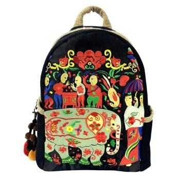 Mooras Handcrafted Vintage Ethnic Backpack Embroidered Bag Elephant