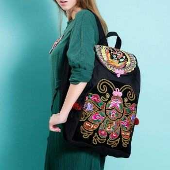 Mooras Handcrafted Vintage Ethnic Backpack Bee Embroidered Bag