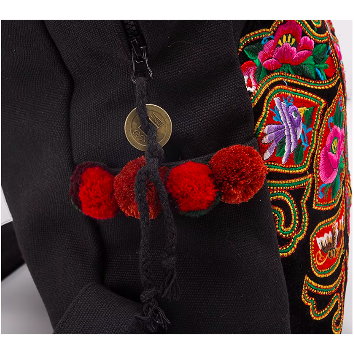 Mooras Handcrafted Vintage Ethnic Backpack Bee Embroidered Bag