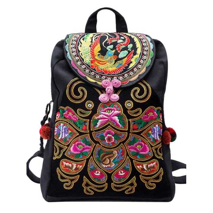 Mooras Handcrafted Vintage Ethnic Backpack Bee Embroidered Bag