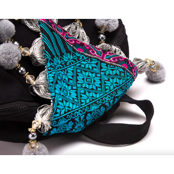 Mooras Handcrafted Vintage Ethnic Backpack Couple Fishes Embroidered Bag  - Jin Li