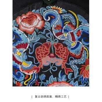 Mooras Handcrafted Vintage Ethnic Backpack Couple Fishes Embroidered Bag  - Jin Li