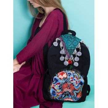 Mooras Handcrafted Vintage Ethnic Backpack Couple Fishes Embroidered Bag  - Jin Li