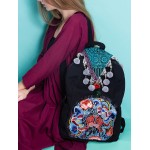 Mooras Handcrafted Vintage Ethnic Backpack Couple Fishes Embroidered Bag  - Jin Li