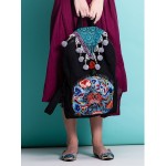 Mooras Handcrafted Vintage Ethnic Backpack Couple Fishes Embroidered Bag  - Jin Li