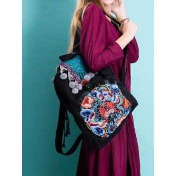 Mooras Handcrafted Vintage Ethnic Backpack Couple Fishes Embroidered Bag  - Jin Li