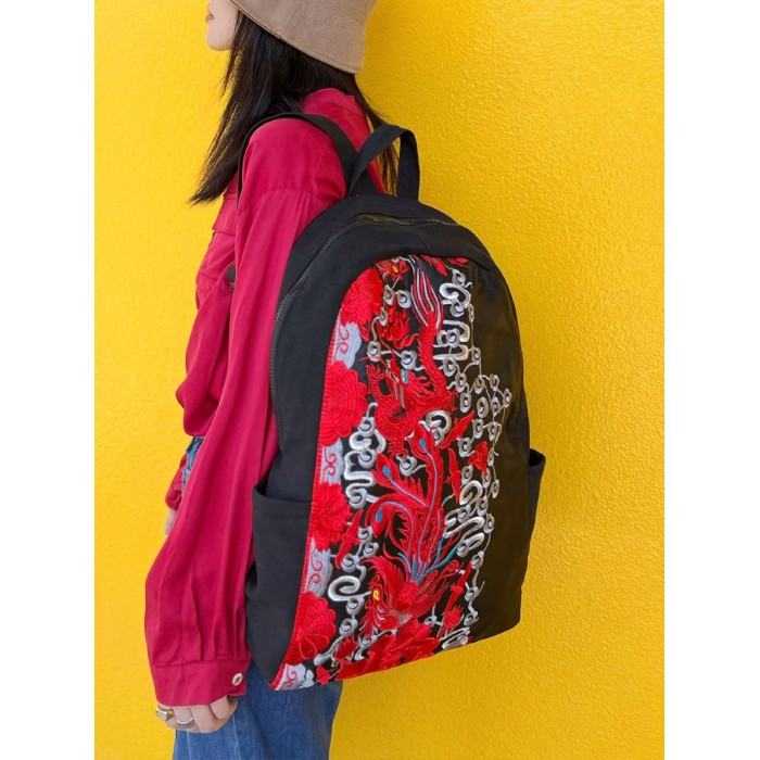 Mooras Handcrafted Vintage Ethnic Backpack Embroidered Bag - Phoenix & Dragon