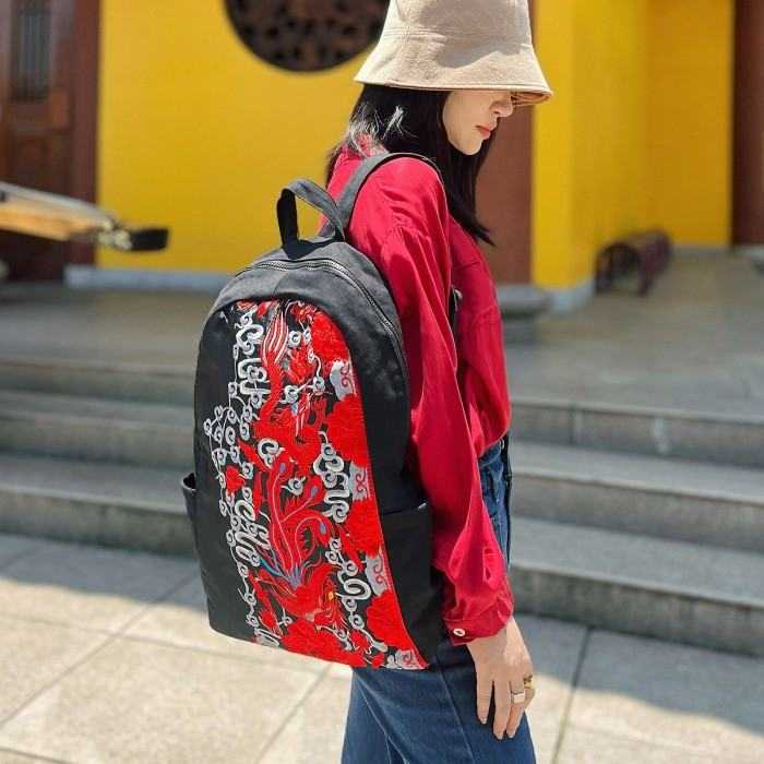 Mooras Handcrafted Vintage Ethnic Backpack Embroidered Bag - Phoenix & Dragon