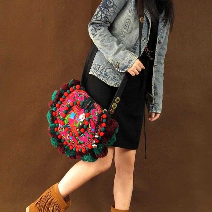 Mooras Handcrafted Vintage Ethnic Crossbody Bag Embroidered Bag - Lucky bird