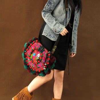 Mooras Handcrafted Vintage Ethnic Crossbody Bag Embroidered Bag - Lucky bird