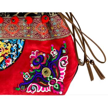 Mooras Handcrafted Vintage Ethnic Embroidered Tote Bag - Dragon