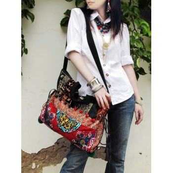 Mooras Handcrafted Vintage Ethnic Embroidered Tote Bag - Dragon