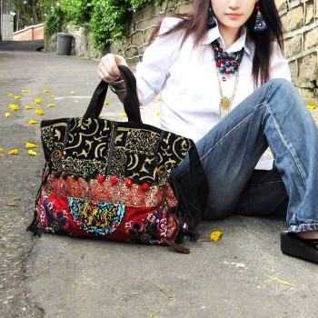 Mooras Handcrafted Vintage Ethnic Embroidered Tote Bag - Dragon