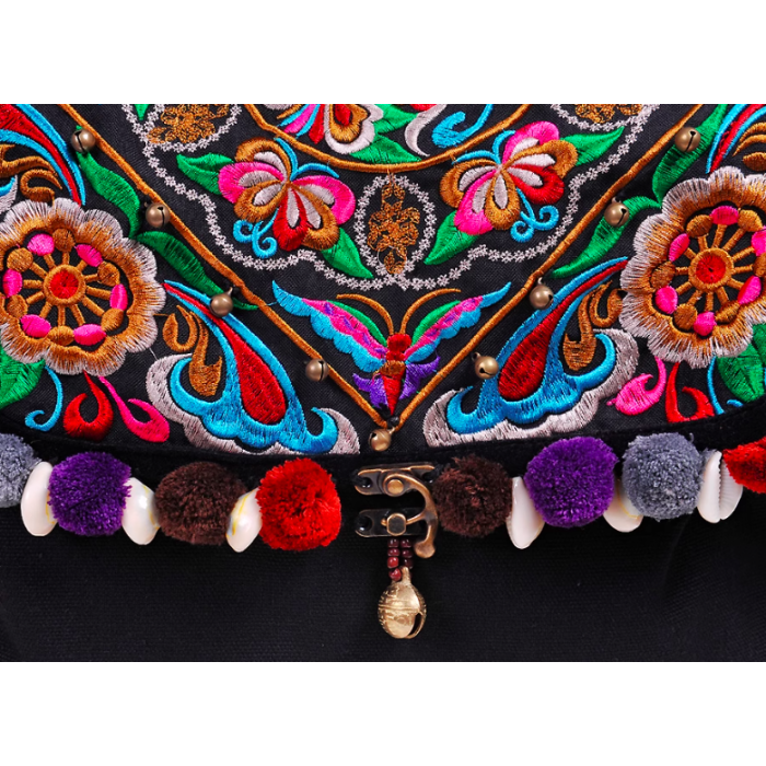 Mooras Handcrafted Vintage Ethnic Embroidered Tote Bag - Floral