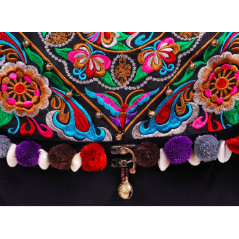 Mooras Handcrafted Vintage Ethnic Embroidered Tote Bag - Floral
