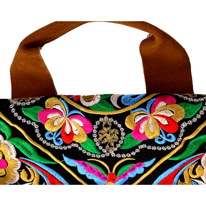 Mooras Handcrafted Vintage Ethnic Embroidered Tote Bag - Floral