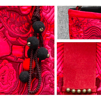 Mooras Handcrafted Vintage Ethnic Embroidered Tote Bag Red - Happiness