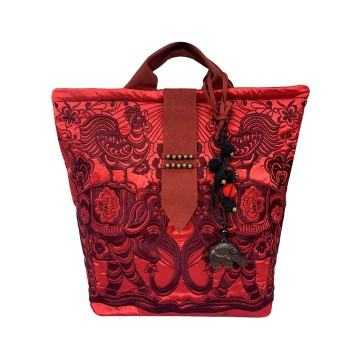 Mooras Handcrafted Vintage Ethnic Embroidered Tote Bag Red - Happiness