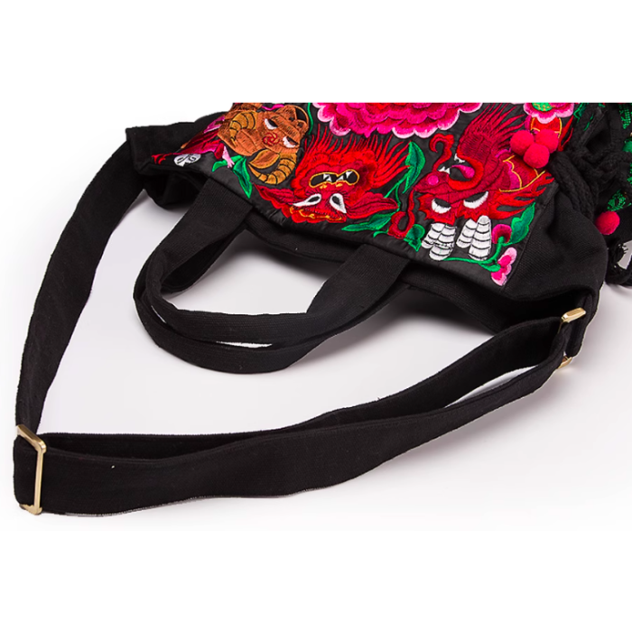 Mooras Handcrafted Embroidered Vintage Ethnic Tote Bag - Qiling