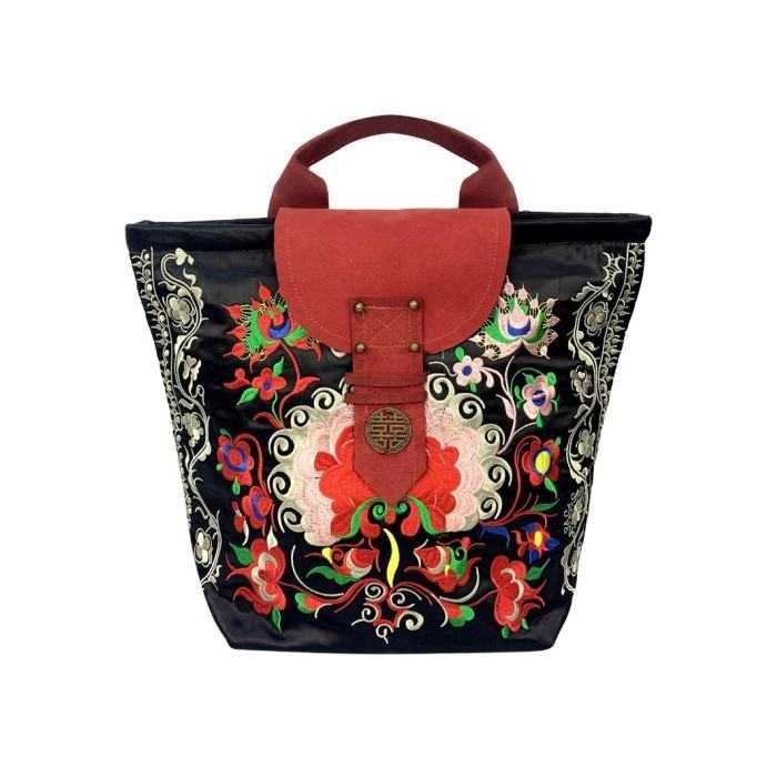 Mooras Handcrafted Vintage Ethnic Embroidered Tote Bag - Joyous