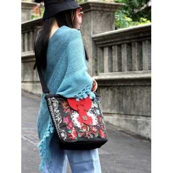 Mooras Handcrafted Vintage Ethnic Embroidered Tote Bag - Joyous