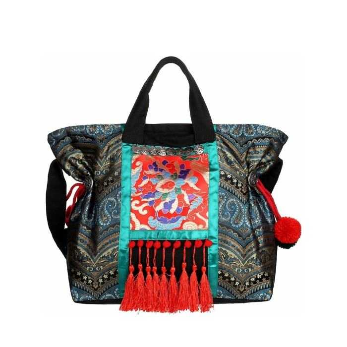 Mooras Handcrafted Bohemia Ethnic Embroidered Tote Bag, Gift for Mother