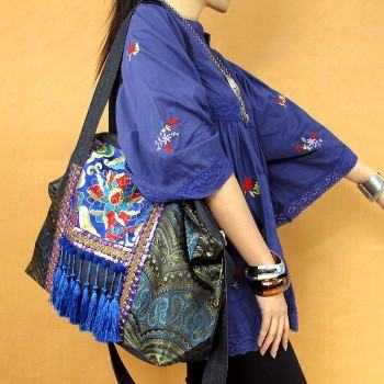 Mooras Handcrafted Vintage Ethnic Tote Bag Embroidery Canvas Bag Gift for mother grandma