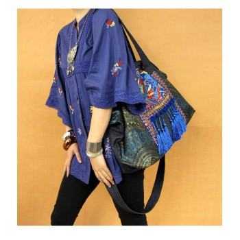Mooras Handcrafted Vintage Ethnic Tote Bag Embroidery Canvas Bag Gift for mother grandma