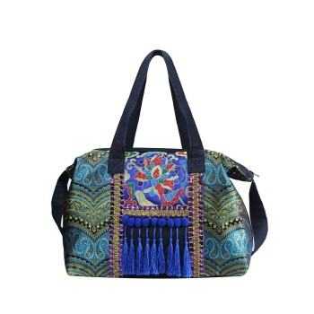 Mooras Handcrafted Vintage Ethnic Tote Bag Embroidery Canvas Bag Gift for mother grandma