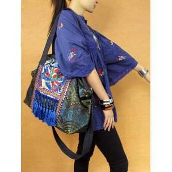 Mooras Handcrafted Vintage Ethnic Tote Bag Embroidery Canvas Bag Gift for mother grandma