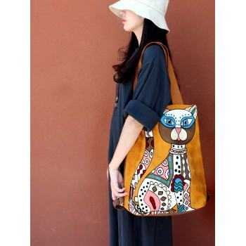 Handcrafted Fashion Ethnic Shoulder Bag Travel Bag Backpack - Lucky Cat