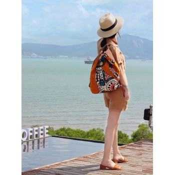 Handcrafted Fashion Ethnic Shoulder Bag Travel Bag Backpack - Lucky Cat