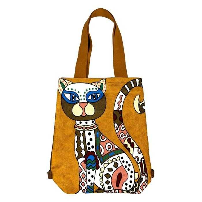 Handcrafted Fashion Ethnic Shoulder Bag Travel Bag Backpack - Lucky Cat