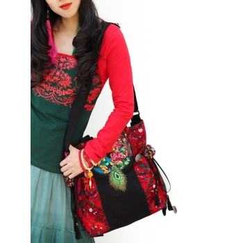 Handcrafted Vintage Ethnic Shoulder Bag Travel Bag - Floral and Birds