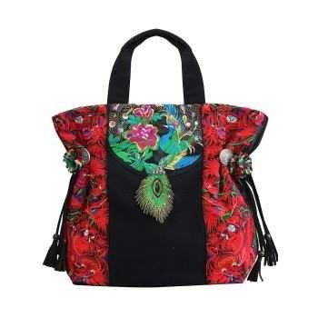 Handcrafted Vintage Ethnic Shoulder Bag Travel Bag - Floral and Birds