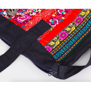 Mooras Handcrafted Vintage Ethnic Shoulder Bag Travel Bag - Floral