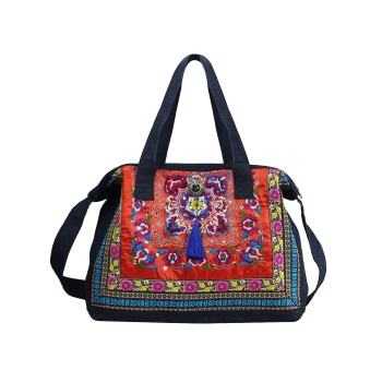 Mooras Handcrafted Vintage Ethnic Shoulder Bag Travel Bag - Floral