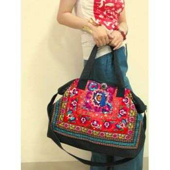 Mooras Handcrafted Vintage Ethnic Shoulder Bag Travel Bag - Floral