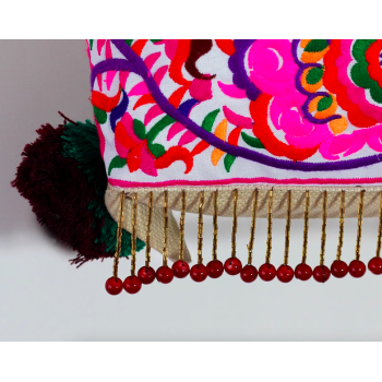 Mooras Hand-embroidered Ethnic Shoulder Bag | Colorful, Artistic Choice with Tassels and Beads