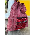 Mooras Ethnic-Style Hand-Embroidered Drawstring Backpack | The Beauty of Red, a Lightweight Choice for Travel