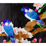 Mooras Hand-embroidered ethnic-style double bird flower branch canvas backpack | Oriental elegance, travel with ease