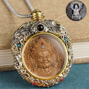 Mooras Hand-Carved Tibetan Buddhist Pendant Necklace - Thousand-Armed Avalokiteshvara