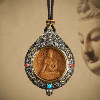 Mooras Hand-Carved Tibetan Buddhist Necklace - Samantabhadra Pendant