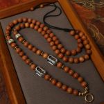 Hand-Painted 3D Thangka Buddha Four-Armed Avalokiteshvara Red Sand Brass Pendant Necklace (Ga Wu Box)