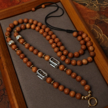 Natural Sandalwood Chain Tibetan Silver Thangka Pendant Replacement Chain
